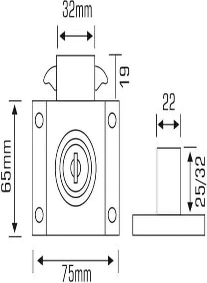 Kunal خزانة كونال المنزلقة متعددة الاستخدامات | خزانة | قفل خزانة ملابس، تشطيب ساتان، مادة الزنك، مقاس 25 مم، مع مفتاحين نحاسيين مموجين - Image 2